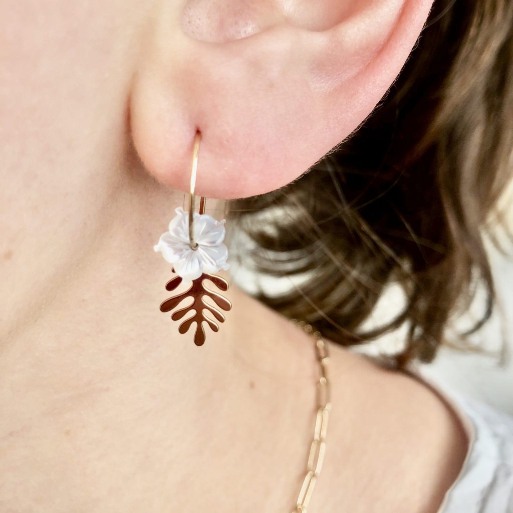 Boucles D'oreilles Plaqué Or En Forme De Fleur - Style Puces à Clous - Occasion