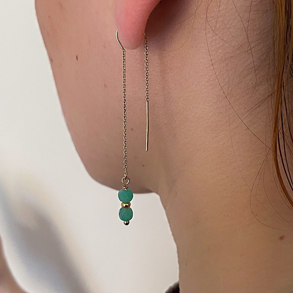 Boucles D'oreilles Pendantes En Hématite - Monture Fil Plaqué Or, Fabrication Artisanale