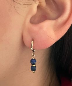 Boucles d'oreilles plaqué or lapis-lazuli