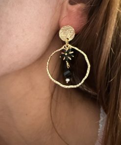 Boucles d’oreilles dahlia noir