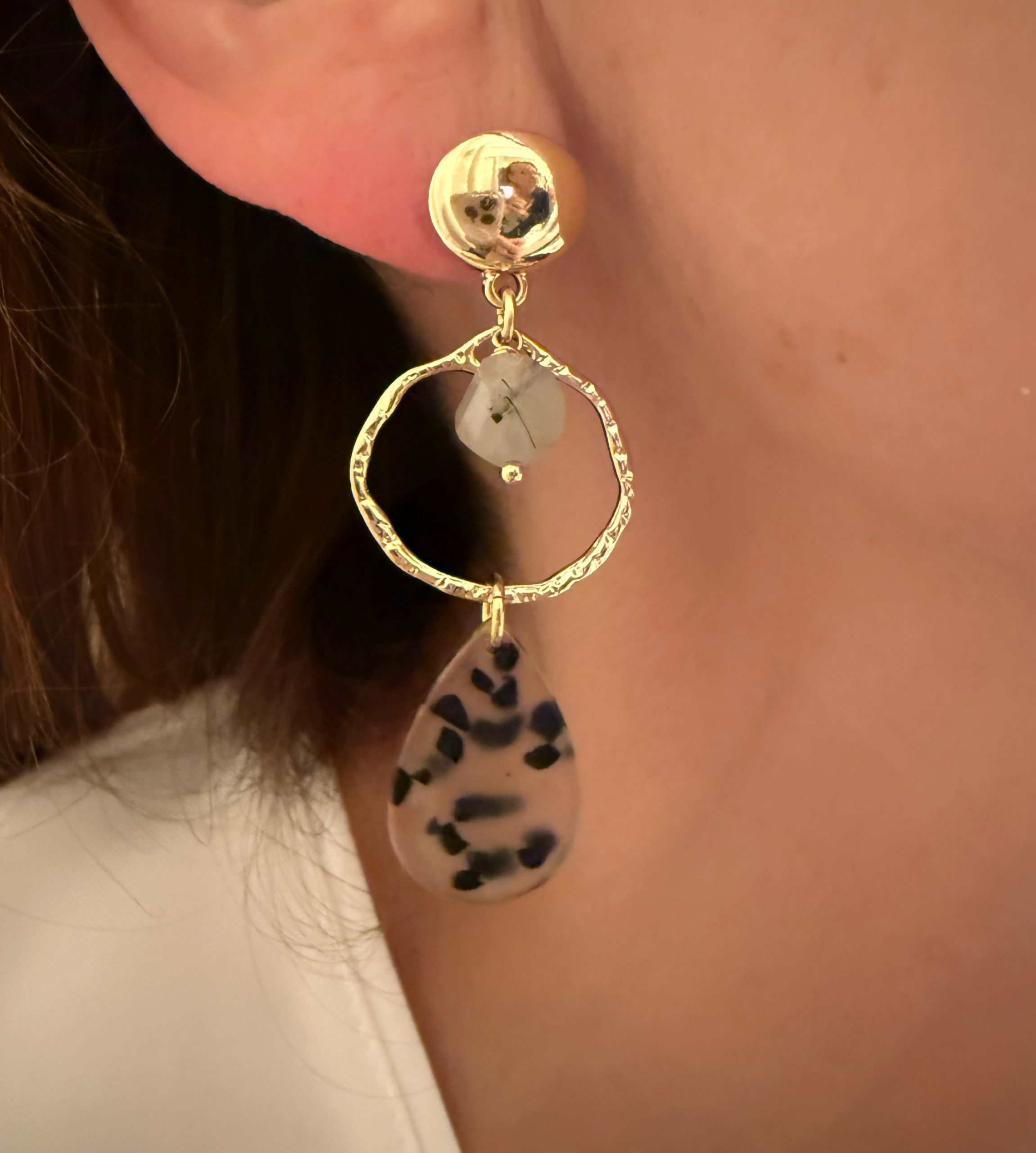 Boucles d’oreilles fantaisie hiver givré 1 Boucles d’oreilles fantaisie hiver givré