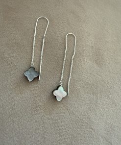 Fils d’oreilles Cécile trèfle et argent