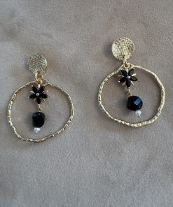 Boucles d’oreilles dahlia noir